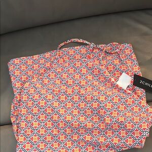 2Chillies Red and Yellow Patterned swim top nwt